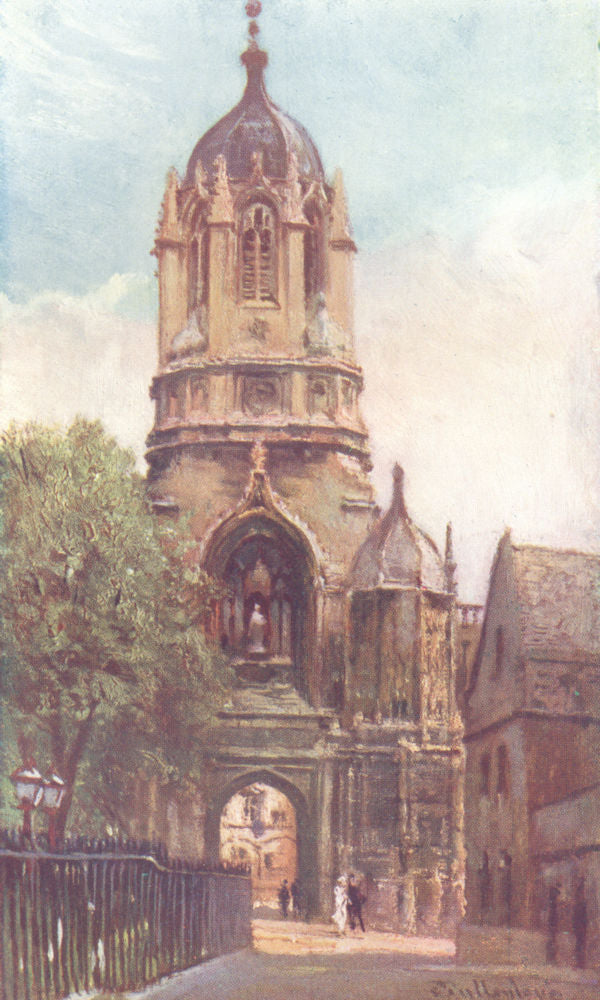 OXFORD. Tom Tower, Christ Church College 1903 old antique print picture